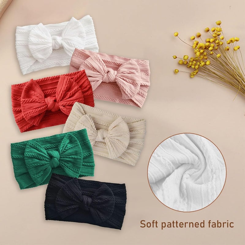Fecawd 6PCS Baby Headbands, Girls Headbands with Bows, Soft Stretchy Nylon Hair Bands Hair Accessories for Newborn Infant Toddler - Image 5